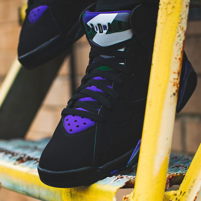 Air Jordan Retro 7 Ray Allen On Foot Pe Black And Purple 304775 053 (2) - newkick.vip