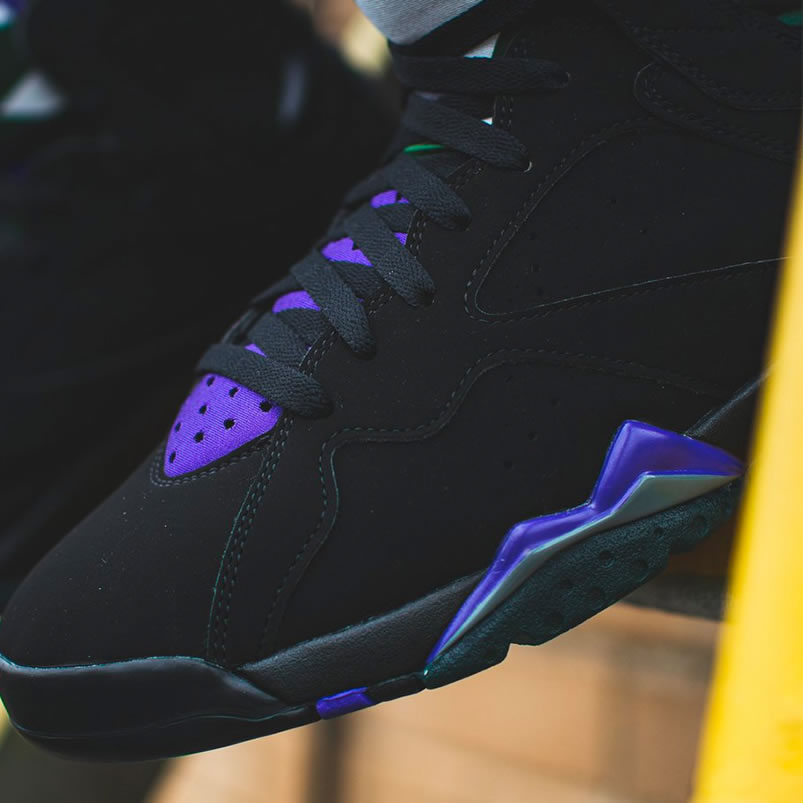 Air Jordan Retro 7 Ray Allen On Foot Pe Black And Purple 304775 053 (3) - newkick.vip