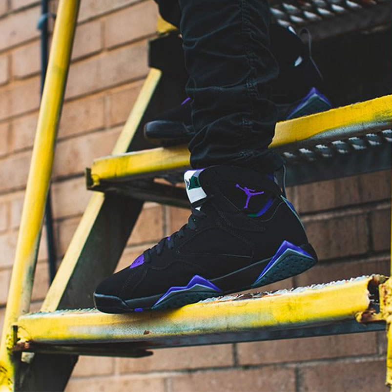 Air Jordan Retro 7 Ray Allen On Foot Pe Black And Purple 304775 053 (5) - newkick.vip