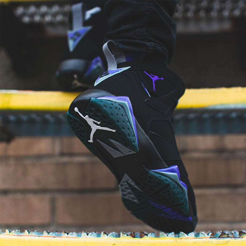 Air Jordan Retro 7 Ray Allen On Foot Pe Black And Purple 304775 053 (6) - newkick.vip