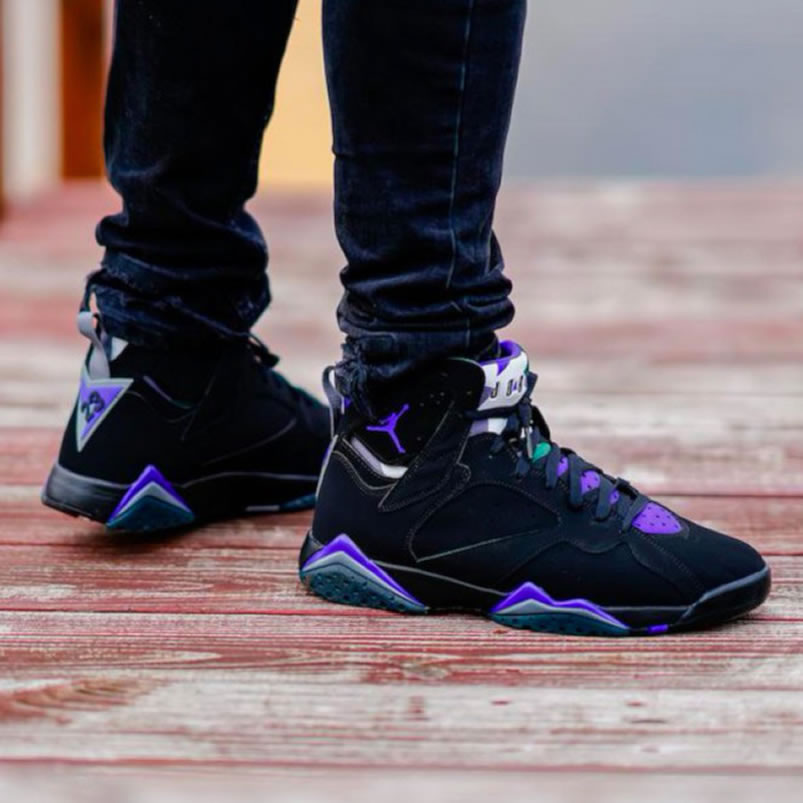 Air Jordan Retro 7 Ray Allen On Foot Pe Black And Purple 304775 053 (7) - newkick.vip