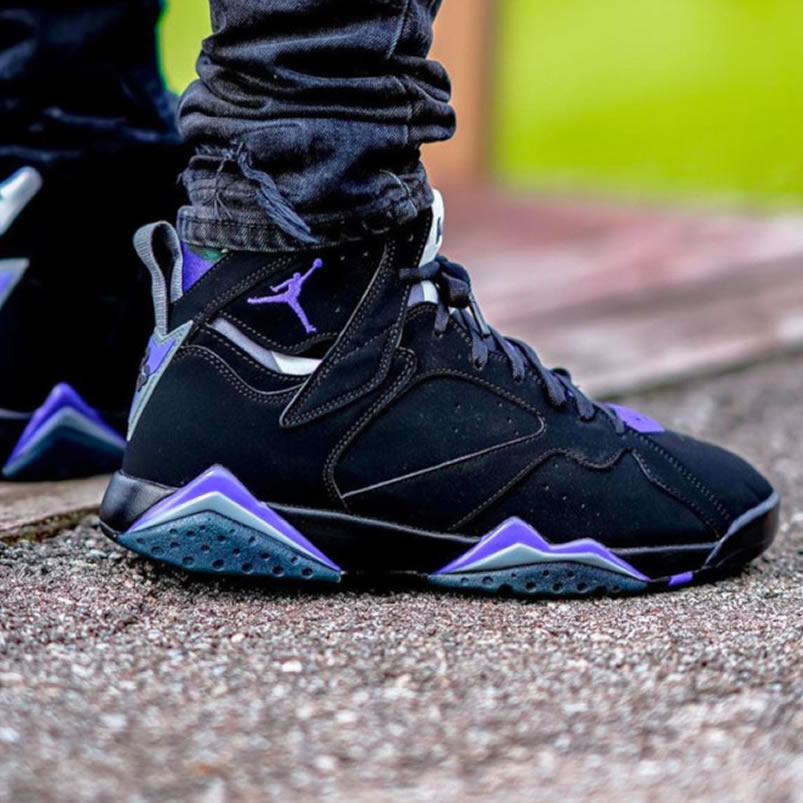 Air Jordan Retro 7 Ray Allen On Foot Pe Black And Purple 304775 053 (8) - newkick.vip