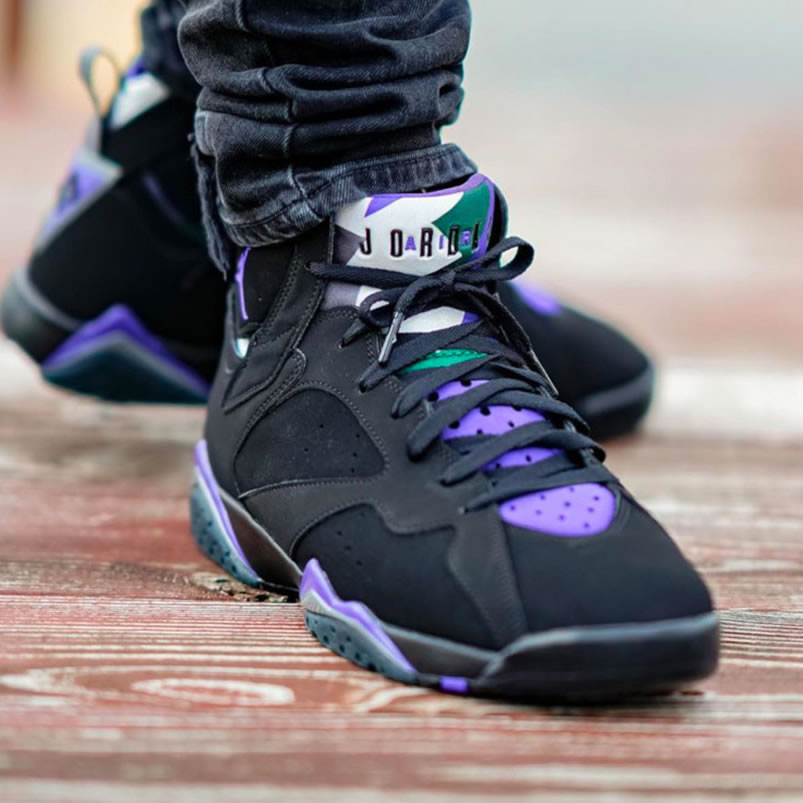 Air Jordan Retro 7 Ray Allen On Foot Pe Black And Purple 304775 053 (9) - newkick.vip