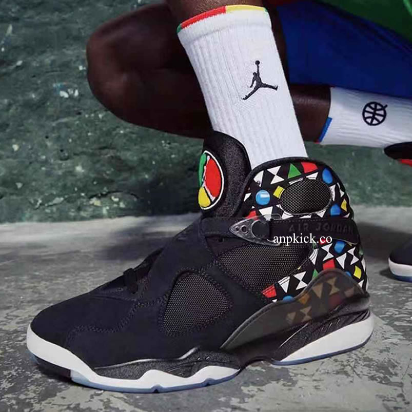 Air Jordan 8 Quai 54 On Feet Friends And Family Black White Aj8 Cj9218 001 (1) - newkick.vip