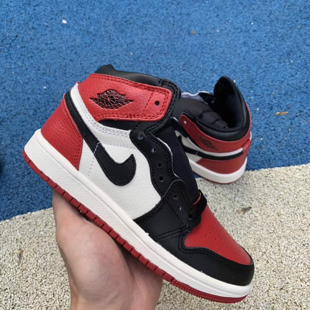 Kid Air Jordan 1 'Bred Toe' Shoes Sneakers Kids Sizes For Sale