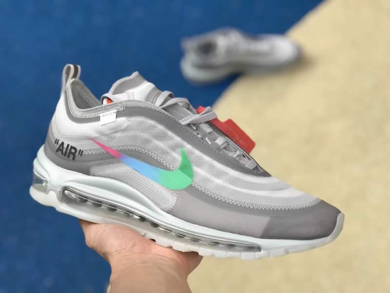 Off White Nike Air Max 97 Green Grey Mens Womens Shoes AJ4585-012 In-Hand