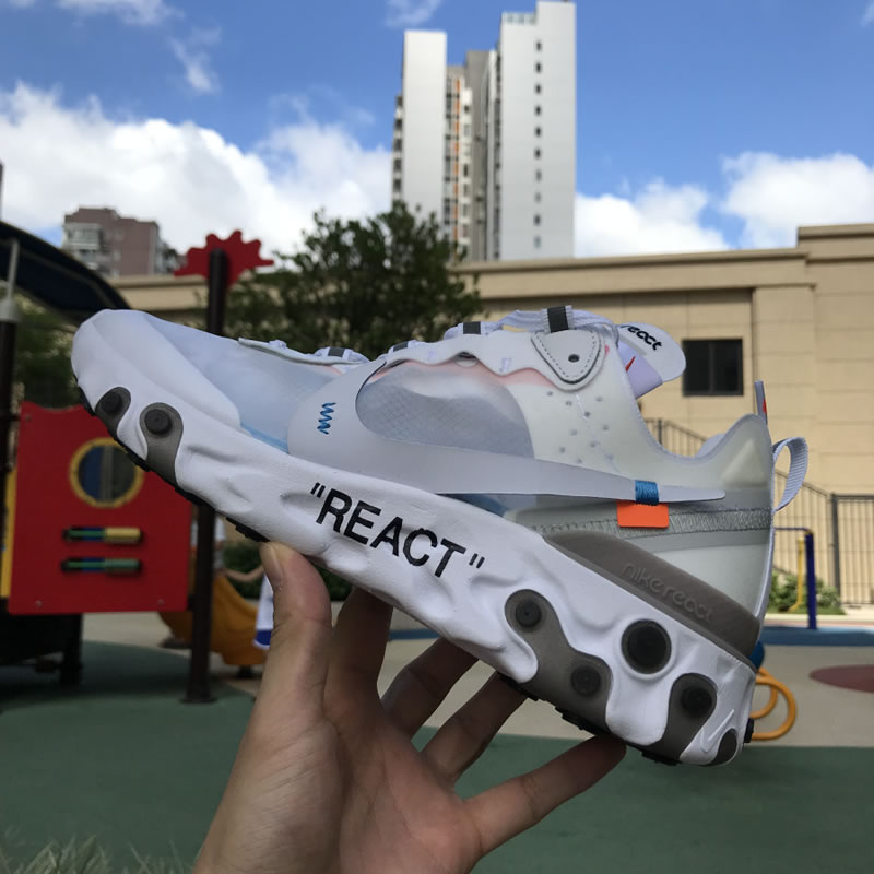 Off White x Nike React Element 87 White/Cone-Ice Blue AQ0068-100