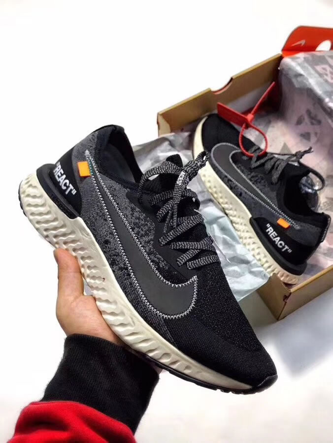 Off White x Nike Epic React Flyknit Black/White AQ0067-010