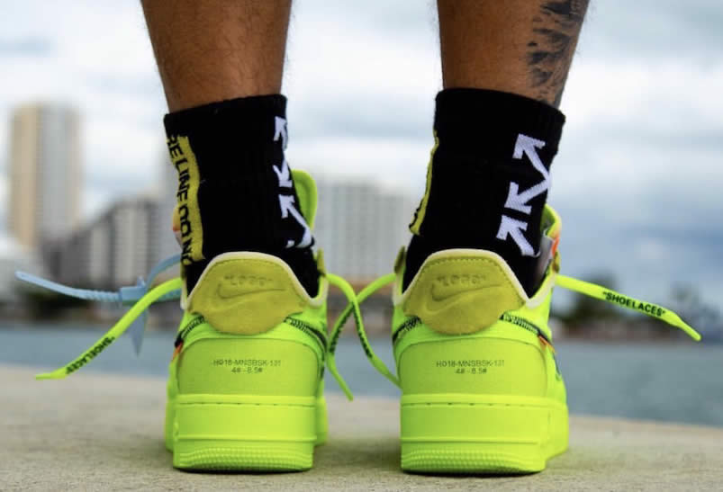 Off-White x Nike Air Force 1 Low 'Volt' Green On Feet AO4606-700