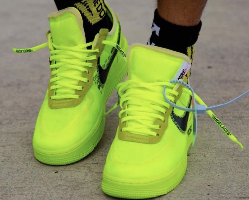 Off-White x Nike Air Force 1 Low 'Volt' Green On Feet AO4606-700