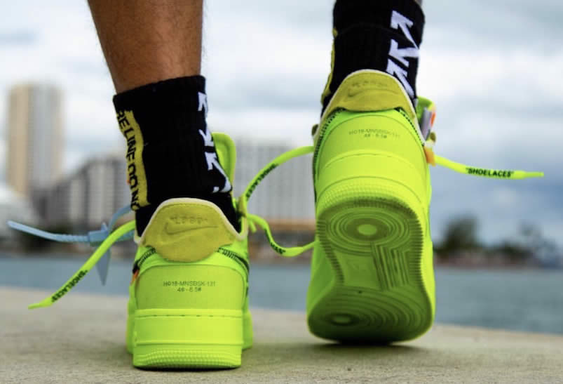 Off-White x Nike Air Force 1 Low 'Volt' Green On Feet AO4606-700