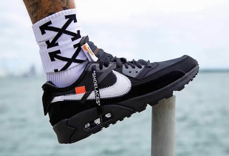 Off-White x Nike Air Max 90 V2 OW Black On Feet AA7293-001