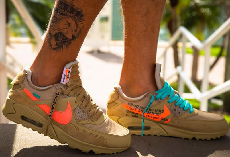 Off-White x Nike Air Max 90 'Desert Ore' On Feet AA7293-200