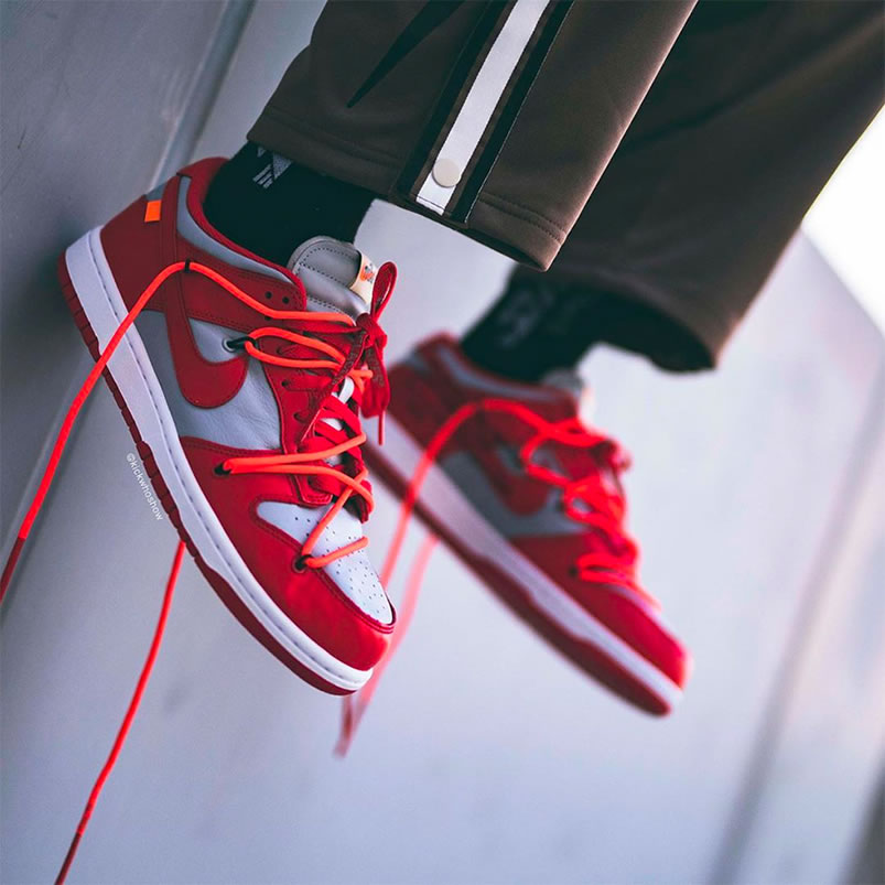 Off White Nike Dunk Low University Red Grey On Feet Release Date Ct0856 600 (1) - newkick.vip