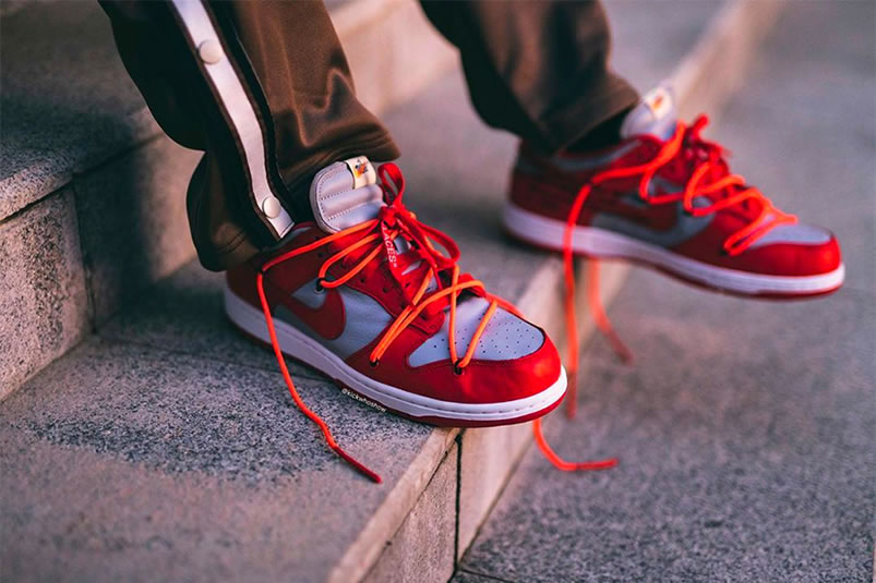 Off White Nike Dunk Low University Red Grey On Feet Release Date Ct0856 600 (7) - newkick.vip