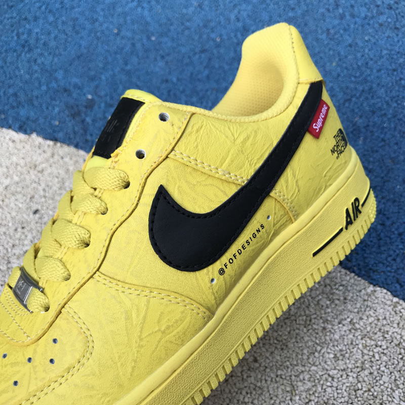 Supreme The North Face Nike Air Force 1 Sup AF1 Low Yellow Black AR3066-400 Detail Image