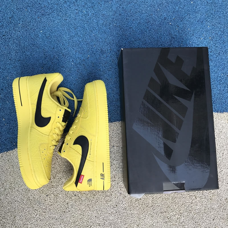 Supreme The North Face Nike Air Force 1 Sup AF1 Low Yellow Black AR3066-400 Detail Image