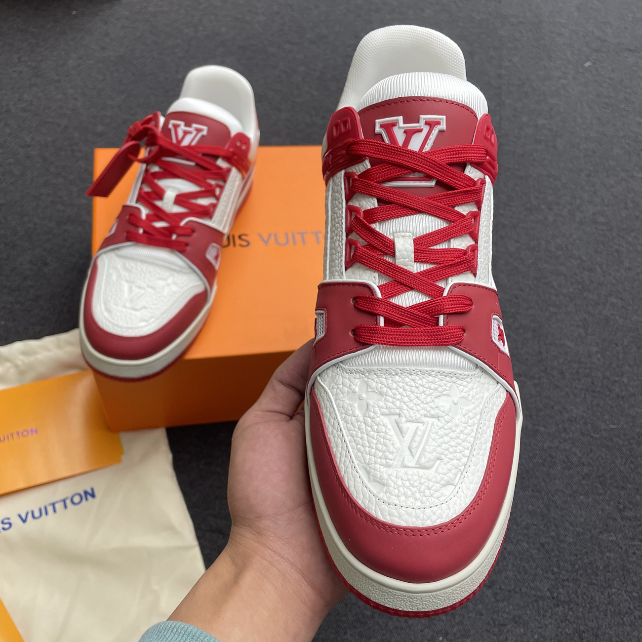 Louis Vuitton Trainer Red White 1a8pk6 (4) - newkick.vip