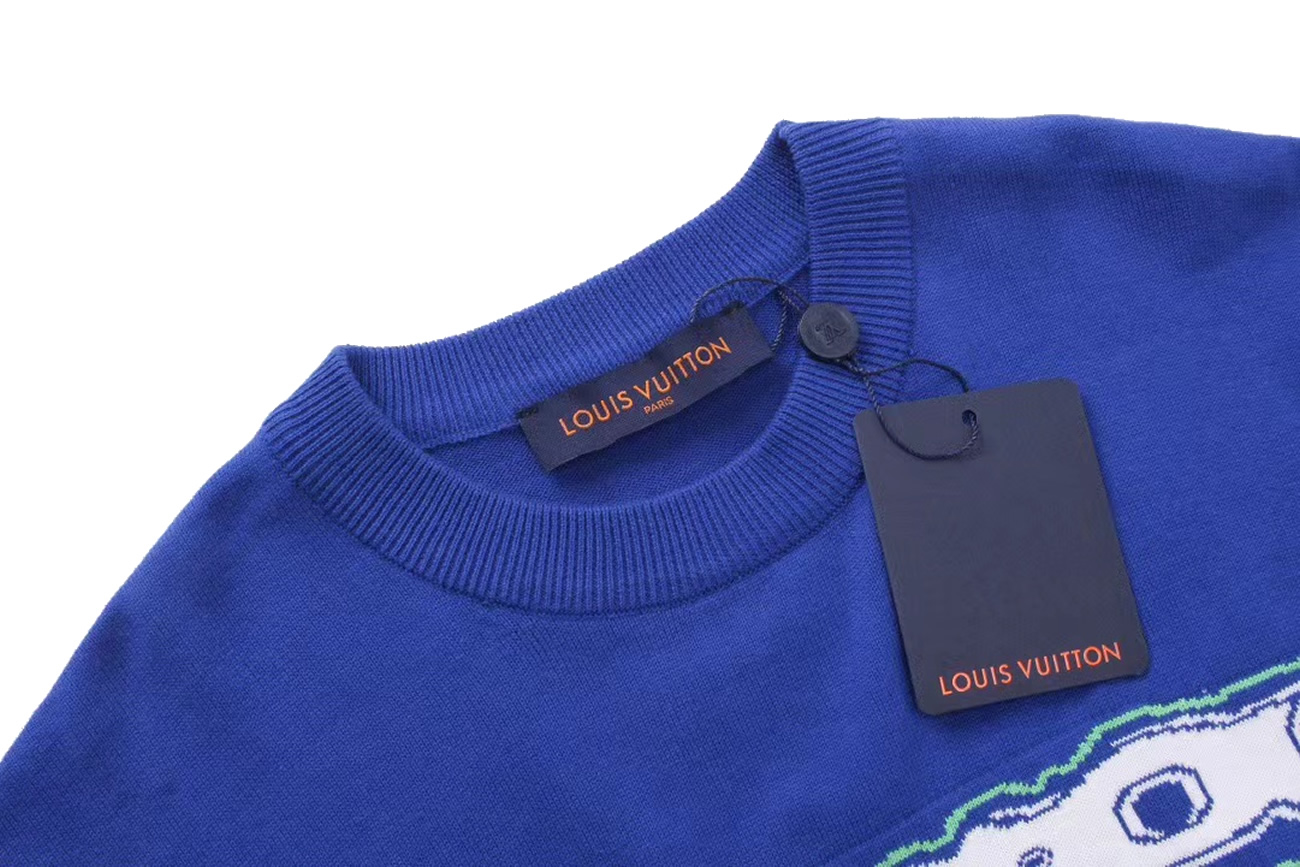 Louis Vuitton Short Sleeved Cotton Intarsia Crewneck 1abxyr (8) - newkick.vip