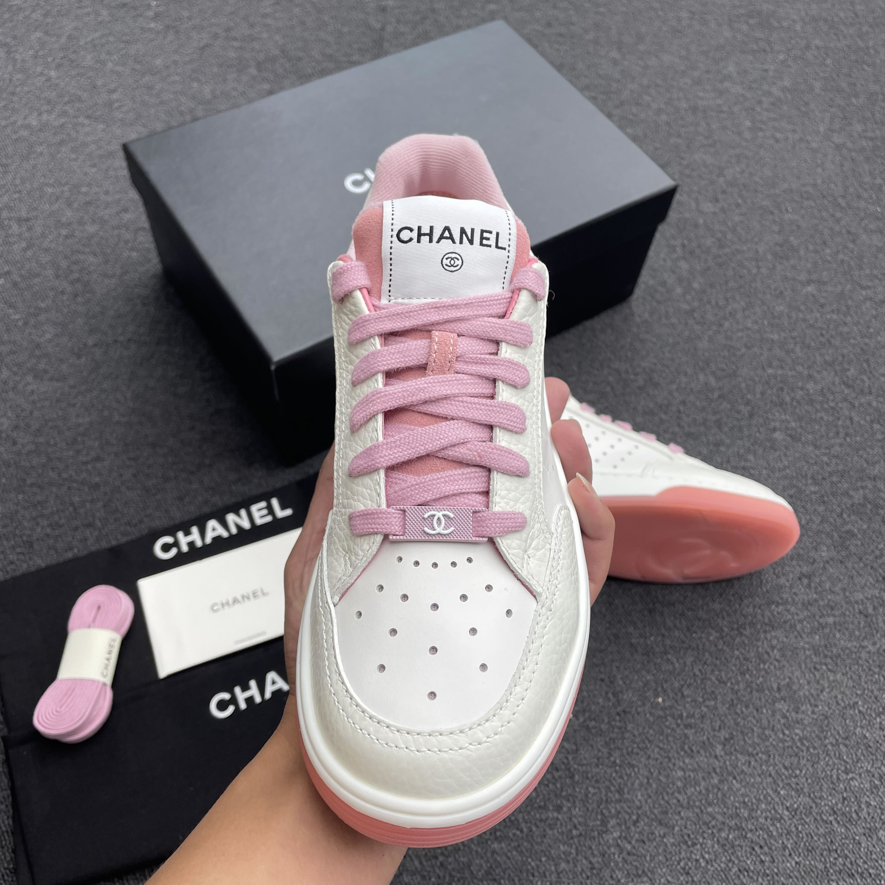 Chanel 22p Trainer White Black Burgundy Light Pink Blue (19) - newkick.vip