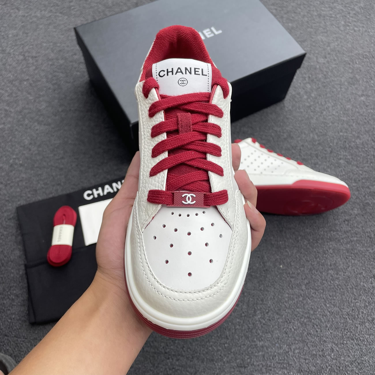 Chanel 22p Trainer White Black Burgundy Light Pink Blue (31) - newkick.vip