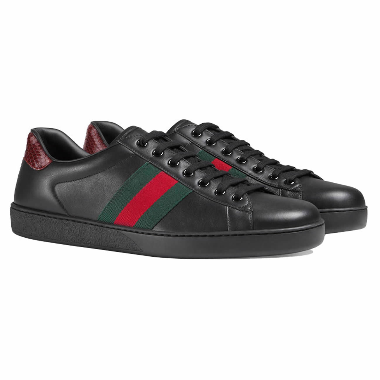 Gucci Ace Leather Black 386750 02jr0 1078 (3) - newkick.vip