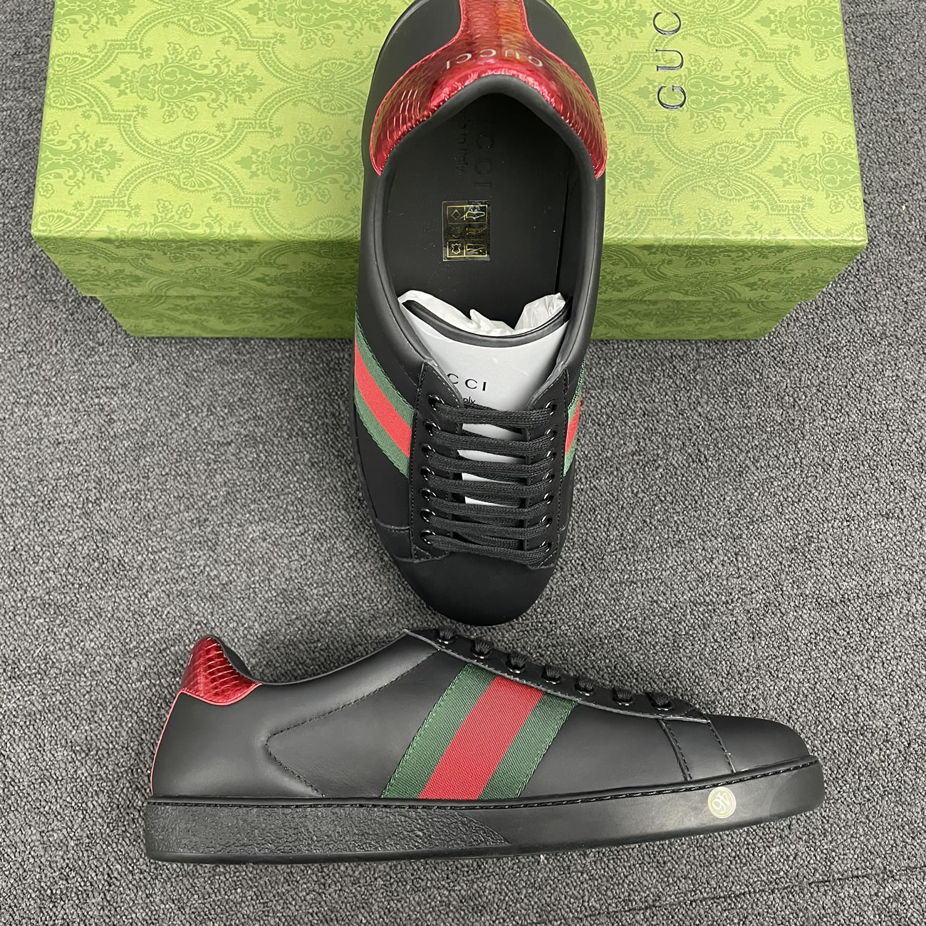 Gucci Ace Leather Black 386750 02jr0 1078 (8) - newkick.vip