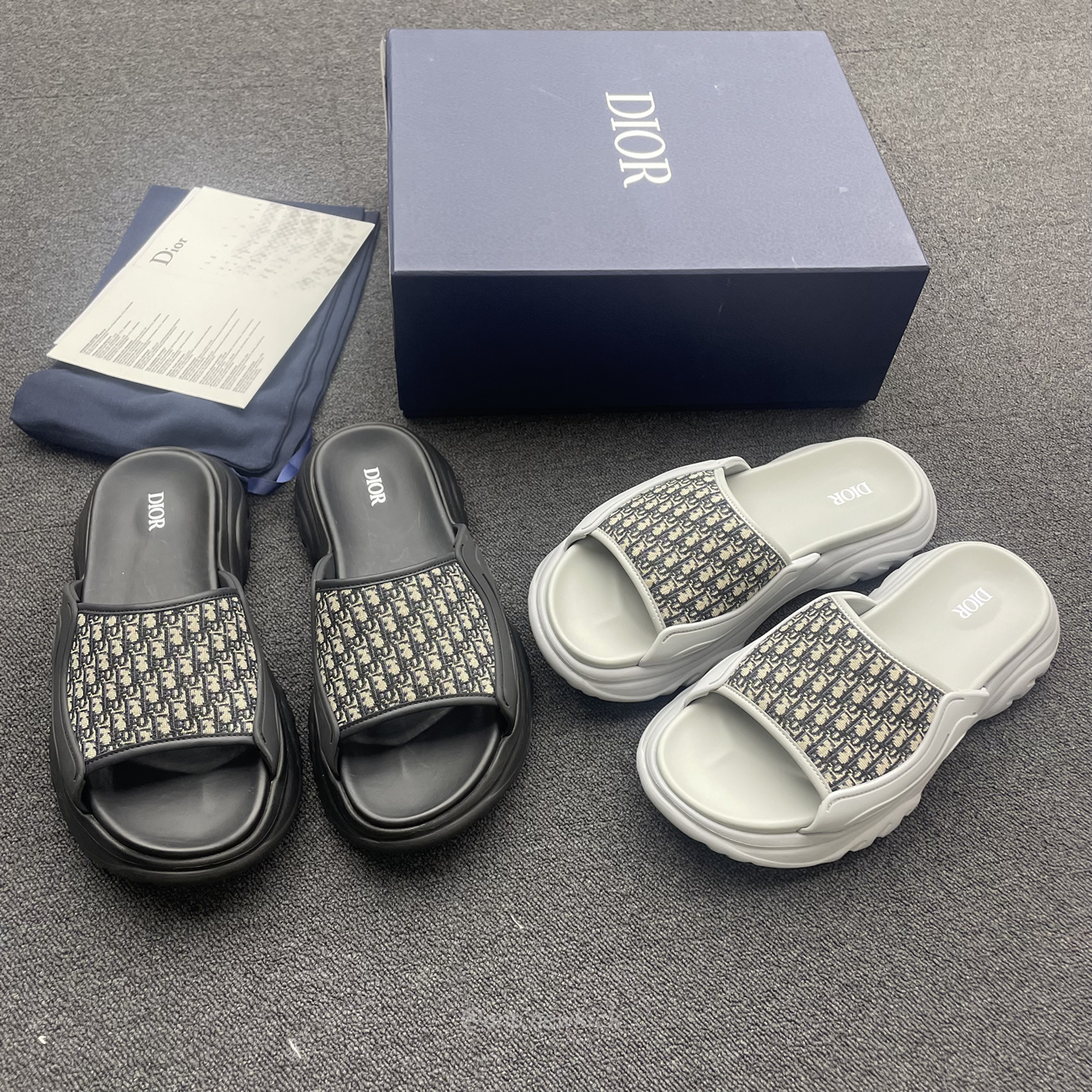 Dior H Town Sandals Grey Rubber And Beige And Black Dior Oblique Twilight 3sa132zyf H800 (9) - newkick.vip