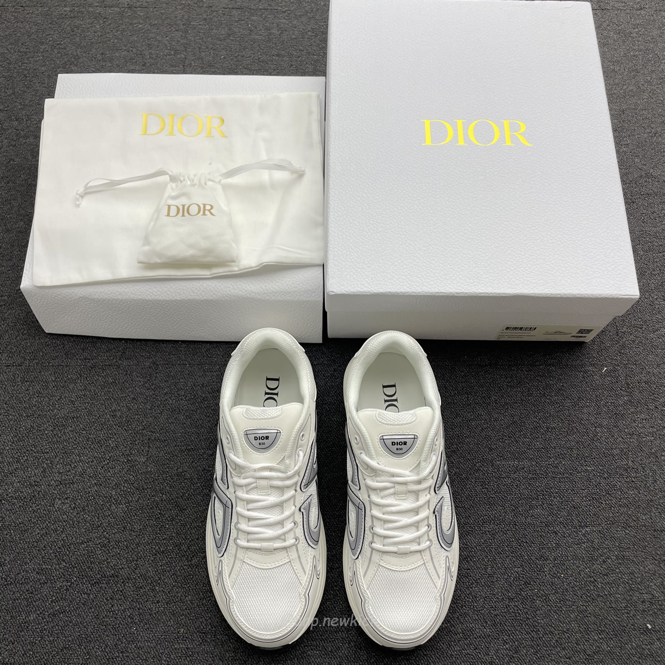 Dior B30 Microfiber Mesh White Grey 3sn279zndh000 (3) - newkick.vip