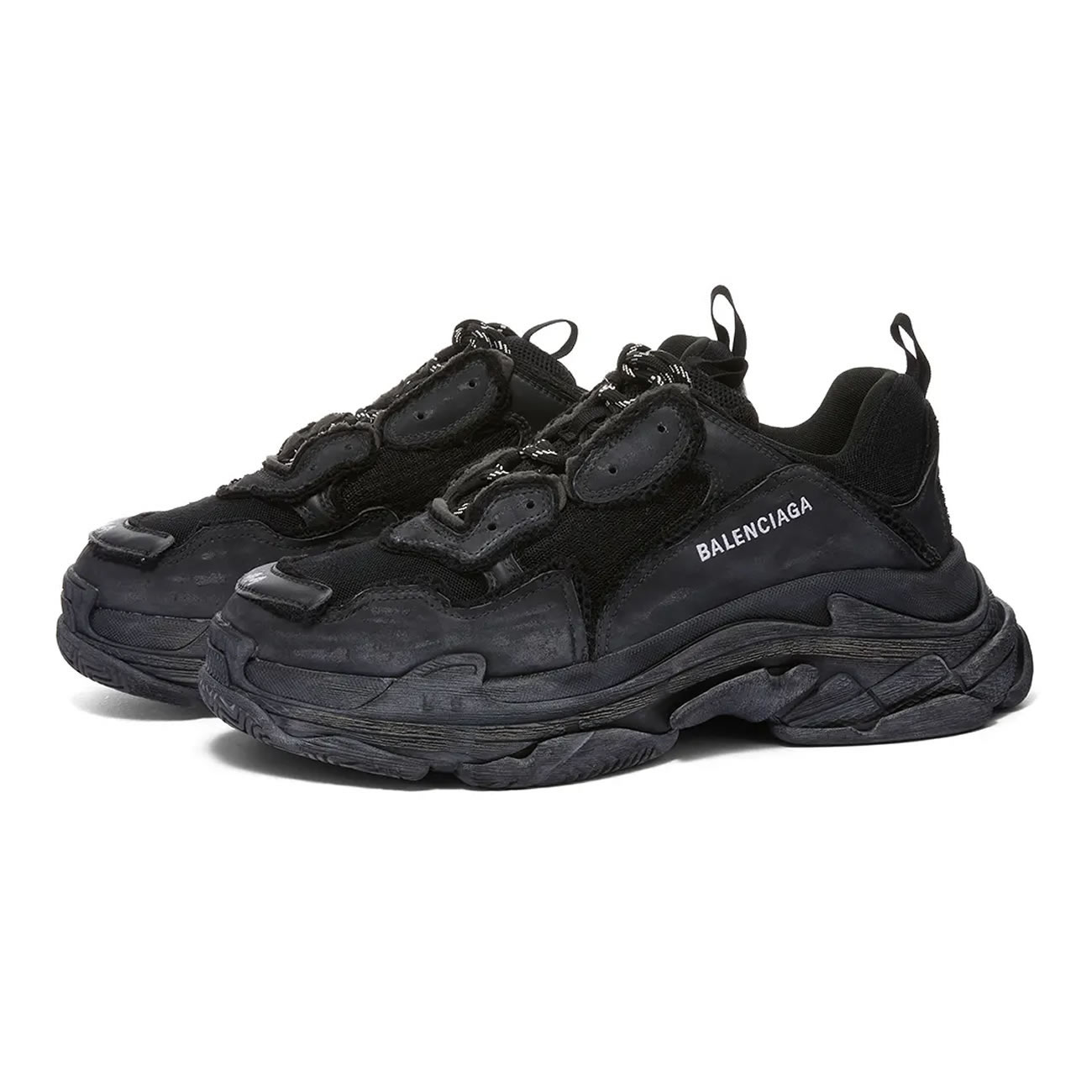 Balenciaga Triple S Triple Black 2018 Reissue Pre Distressed 512176 W09o1 1000 (10) - newkick.vip