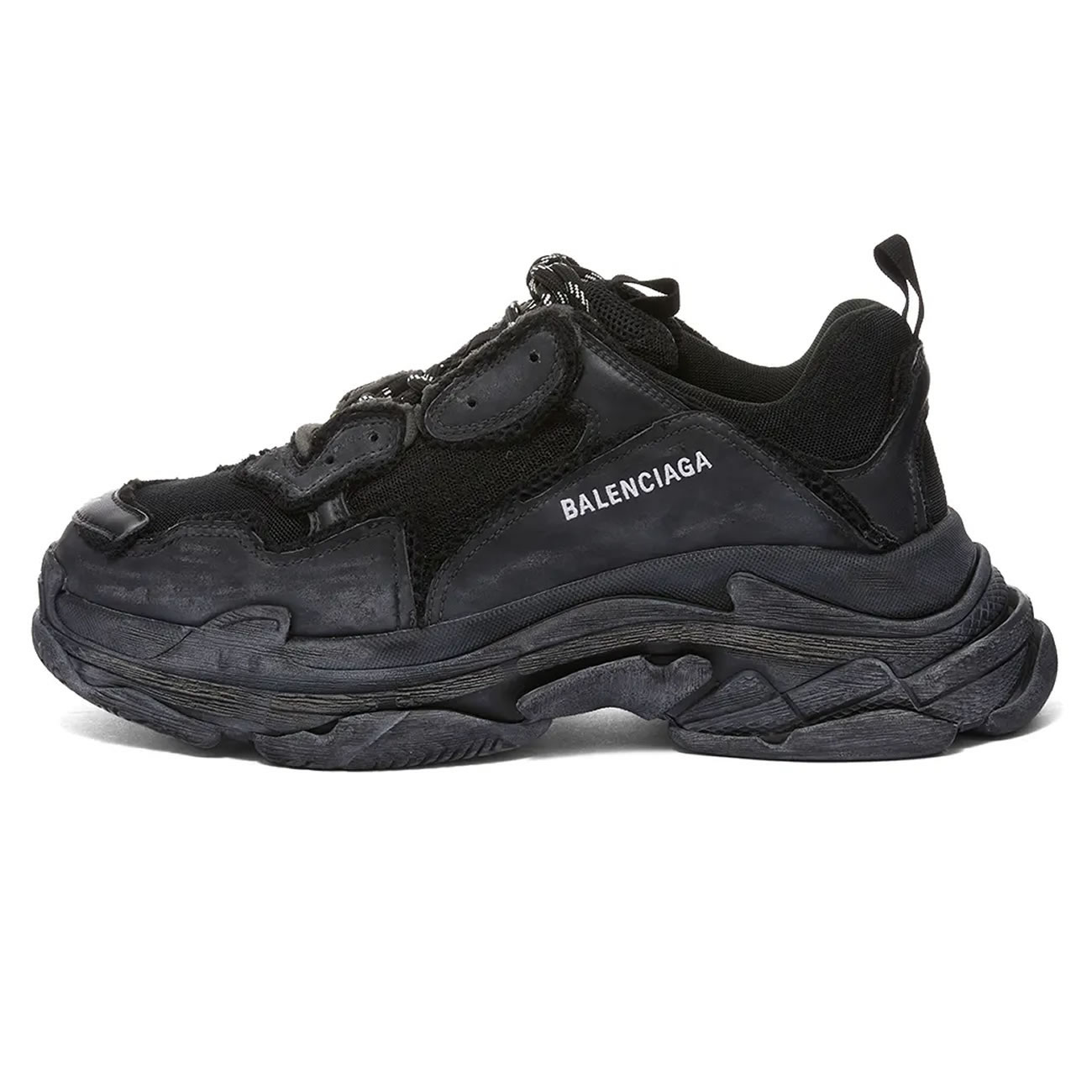 Balenciaga Triple S Triple Black 2018 Reissue Pre Distressed 512176 W09o1 1000 (8) - newkick.vip