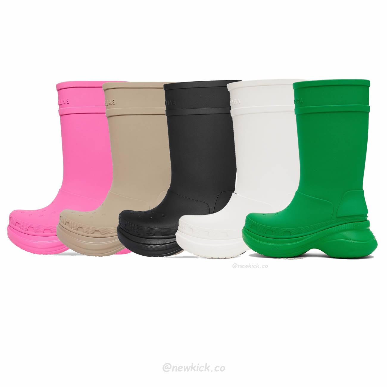 Balenciaga X Crocs Boot Black White Green Bright Pink Beige Rubber 677388w1s8e1000 (1) - newkick.vip