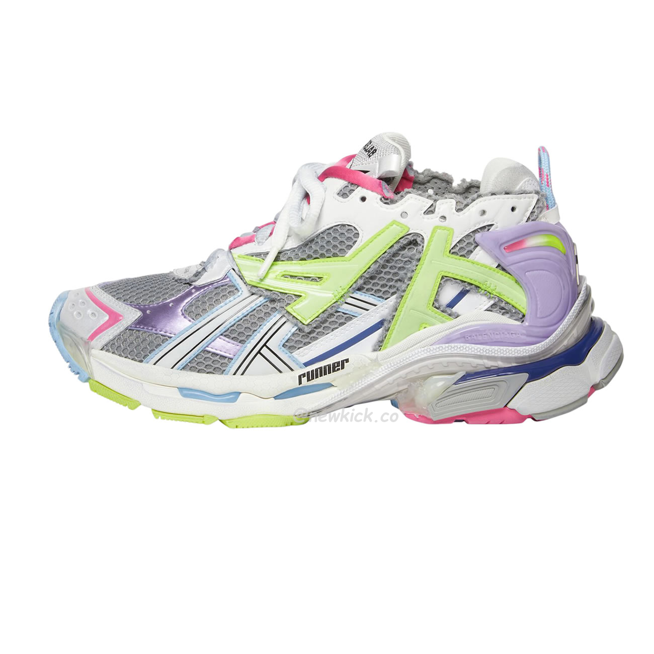 Balenciaga Runner Leather Free Grey Light Purple Neon Yellow White 677403w3rbp1745 (1) - newkick.vip