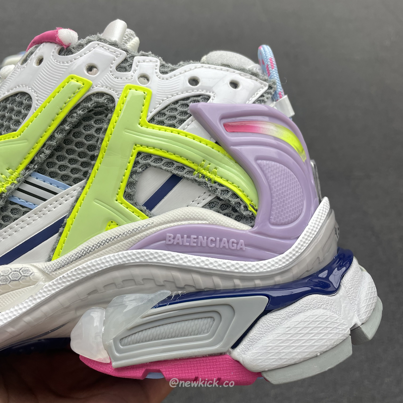 Balenciaga Runner Leather Free Grey Light Purple Neon Yellow White 677403w3rbp1745 (2) - newkick.vip