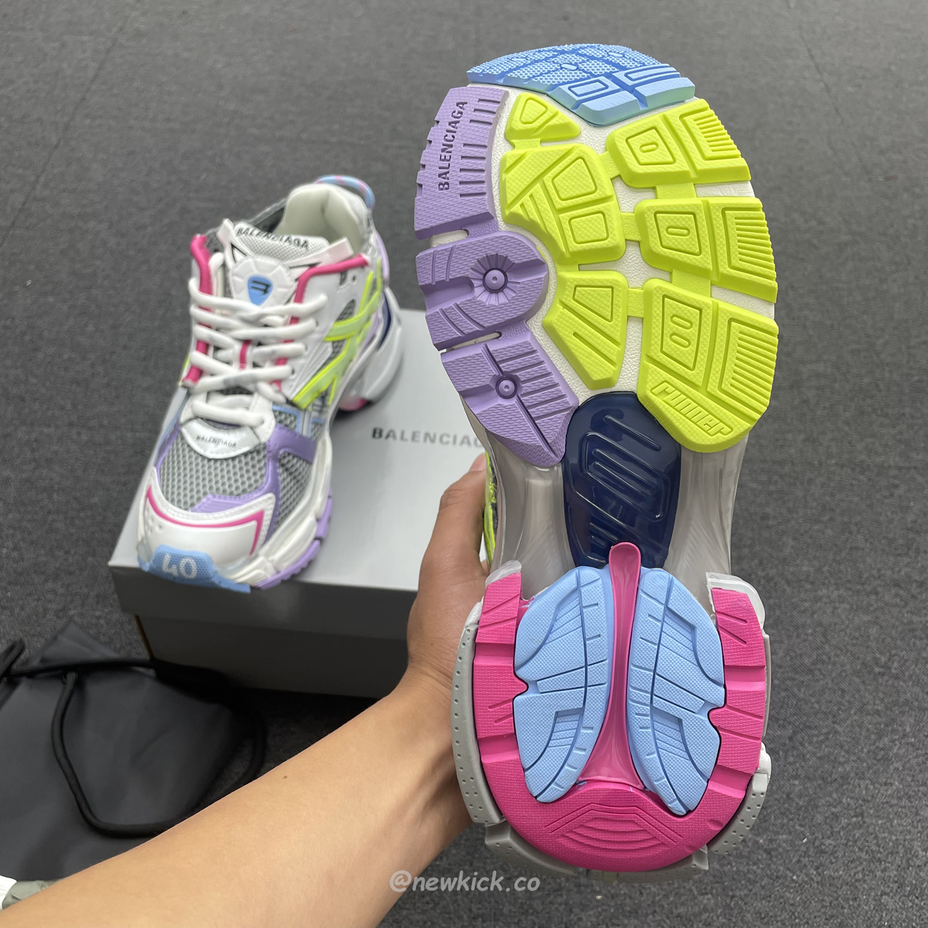 Balenciaga Runner Leather Free Grey Light Purple Neon Yellow White 677403w3rbp1745 (6) - newkick.vip