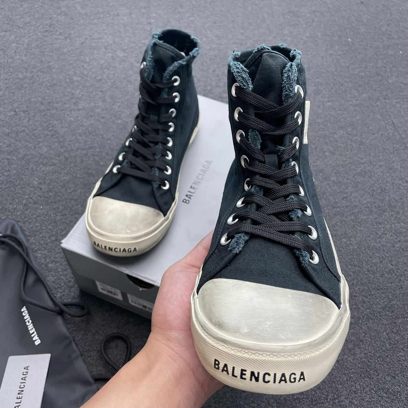 Balenciaga Paris High Top Black 688752w3rc11090 (4) - newkick.vip