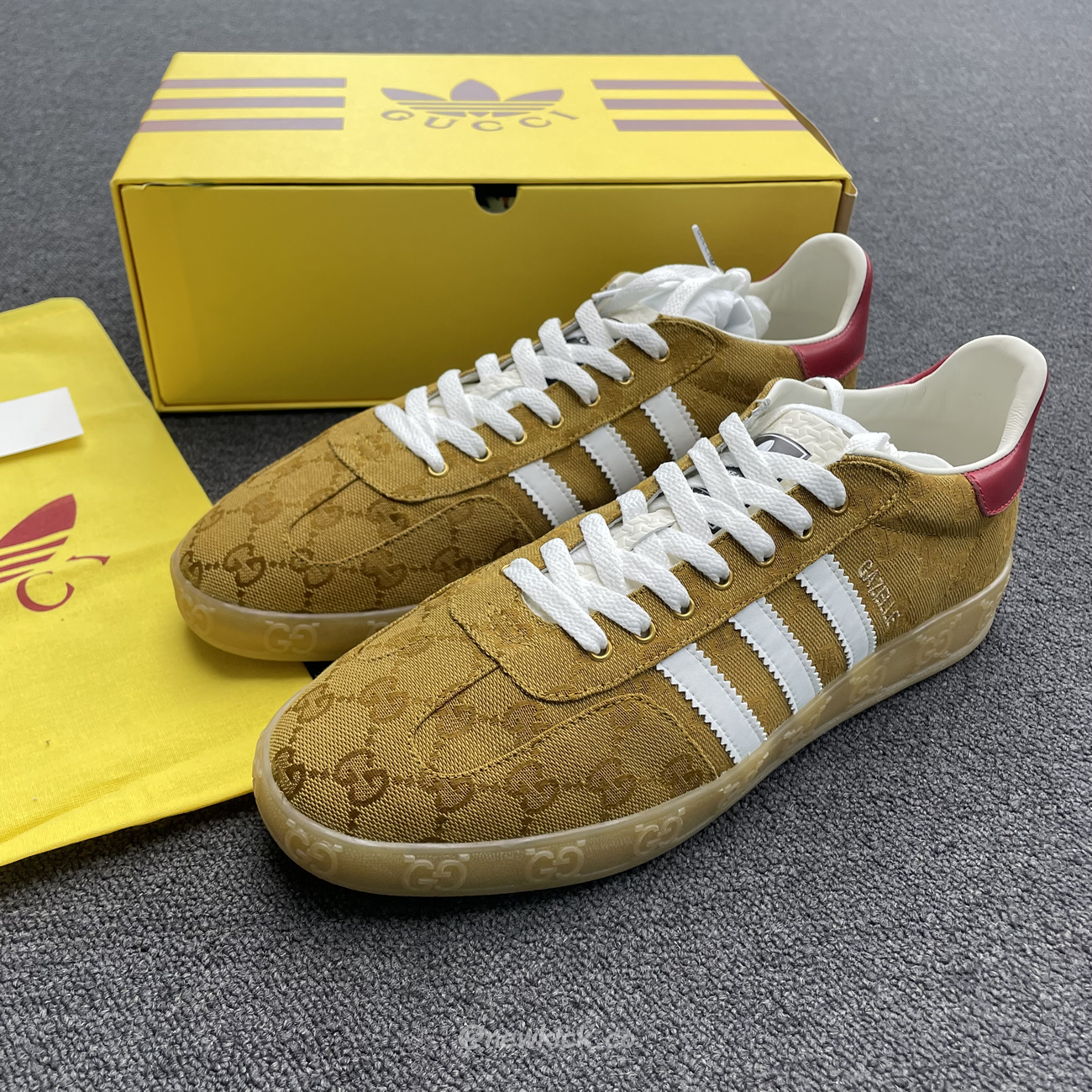 Adidas Gazelle Gucci Original Gg Beige Brown 707868 Uwv20 7162 (11) - newkick.vip