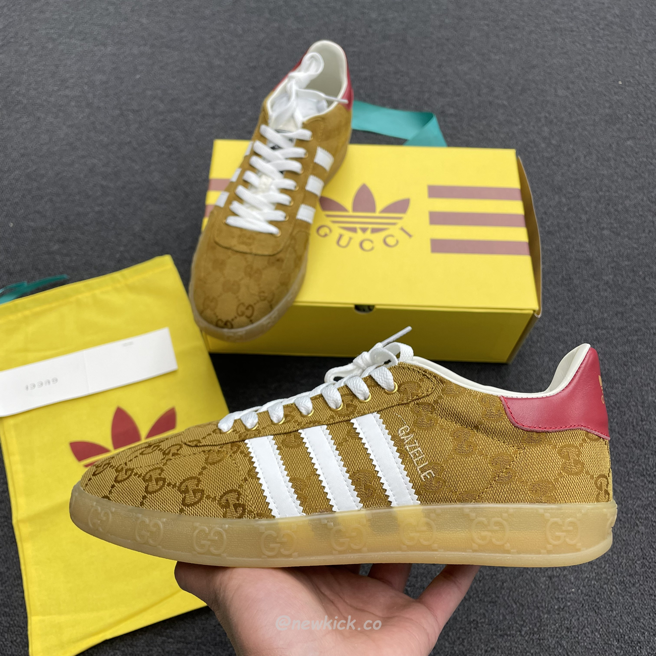 Adidas Gazelle Gucci Original Gg Beige Brown 707868 Uwv20 7162 (13) - newkick.vip