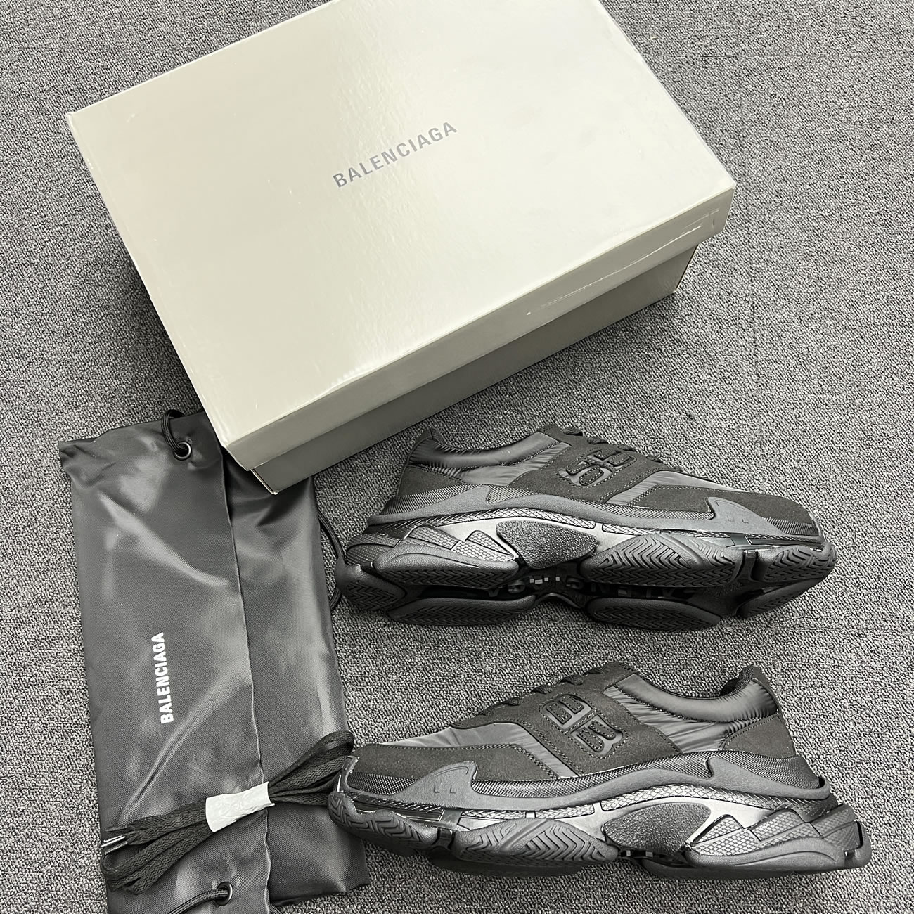 Balenciaga Triple S Nylon Black Bule 710157 W3cu1 1000 (12) - newkick.vip