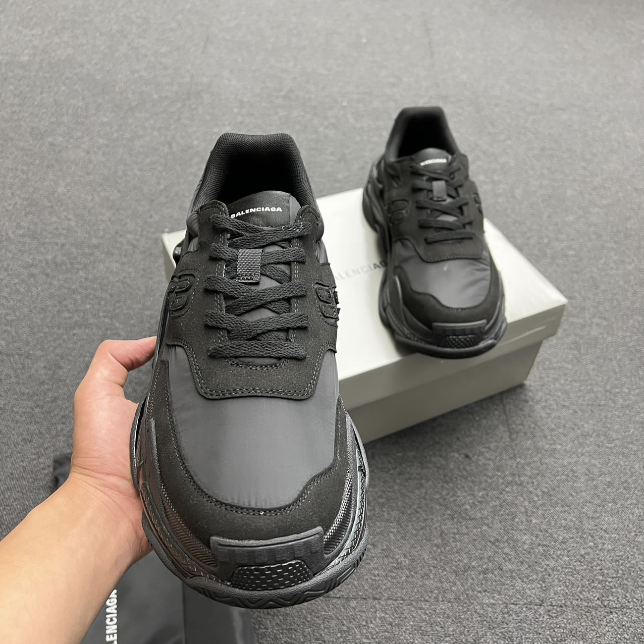 Balenciaga Triple S Nylon Black Bule 710157 W3cu1 1000 (16) - newkick.vip