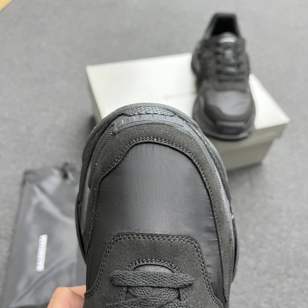 Balenciaga Triple S Nylon Black Bule 710157 W3cu1 1000 (4) - newkick.vip