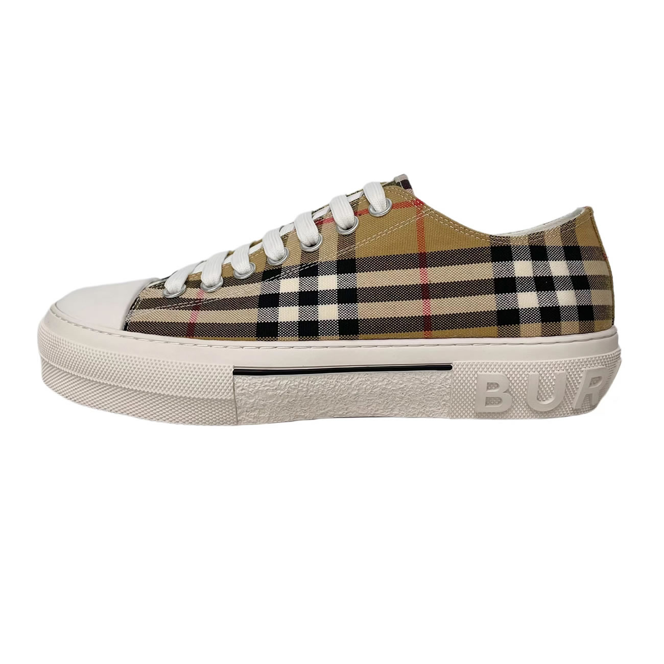 Burberry Vintage Check Cotton Sneakers Archive Beige White W 80505061 (1) - newkick.vip