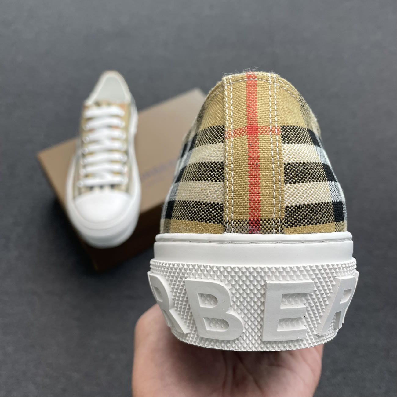 Burberry Vintage Check Cotton Sneakers Archive Beige White W 80505061 (5) - newkick.vip