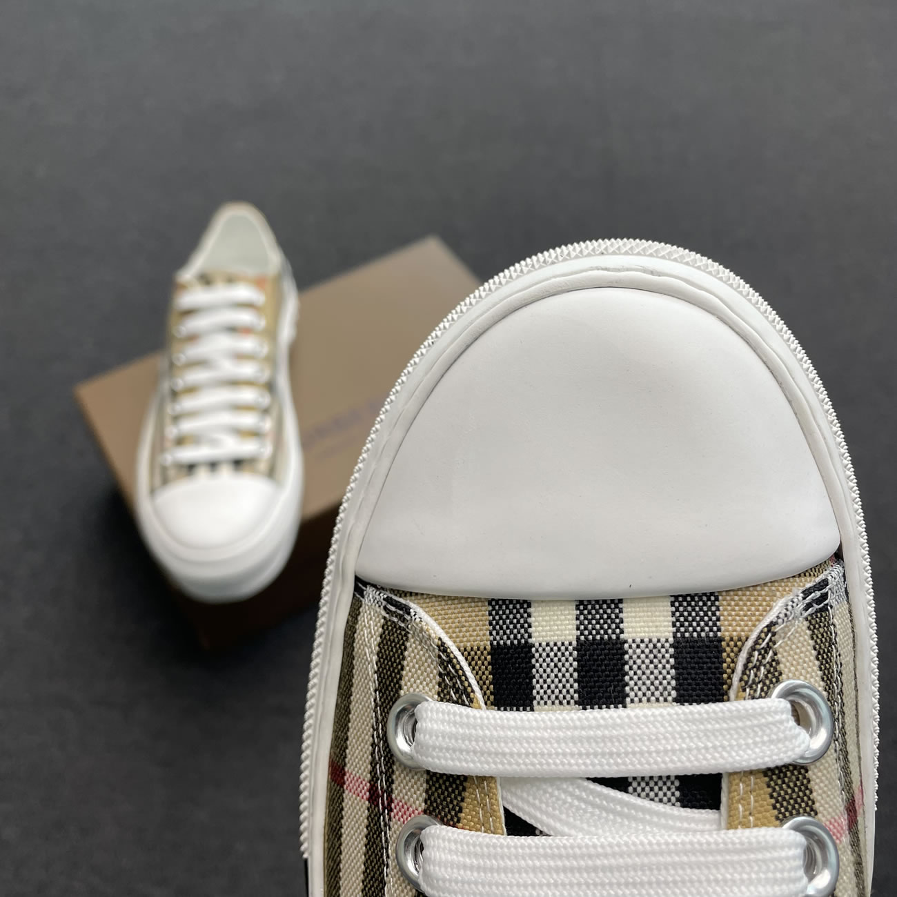 Burberry Vintage Check Cotton Sneakers Archive Beige White W 80505061 (6) - newkick.vip