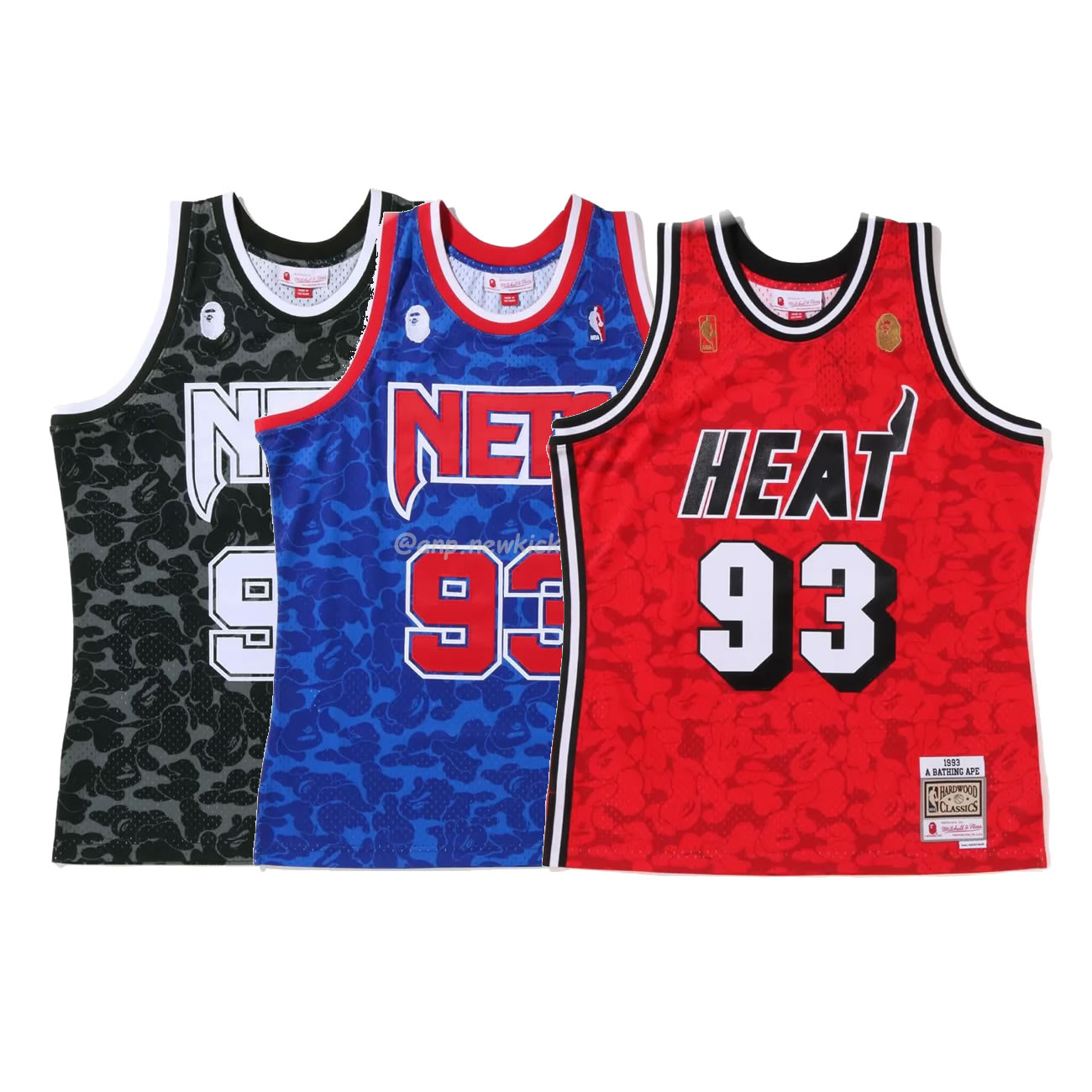 A Bathing Ape X Mitchell Ness New Jersey Nets Jersey Black Red Blue (1) - newkick.vip