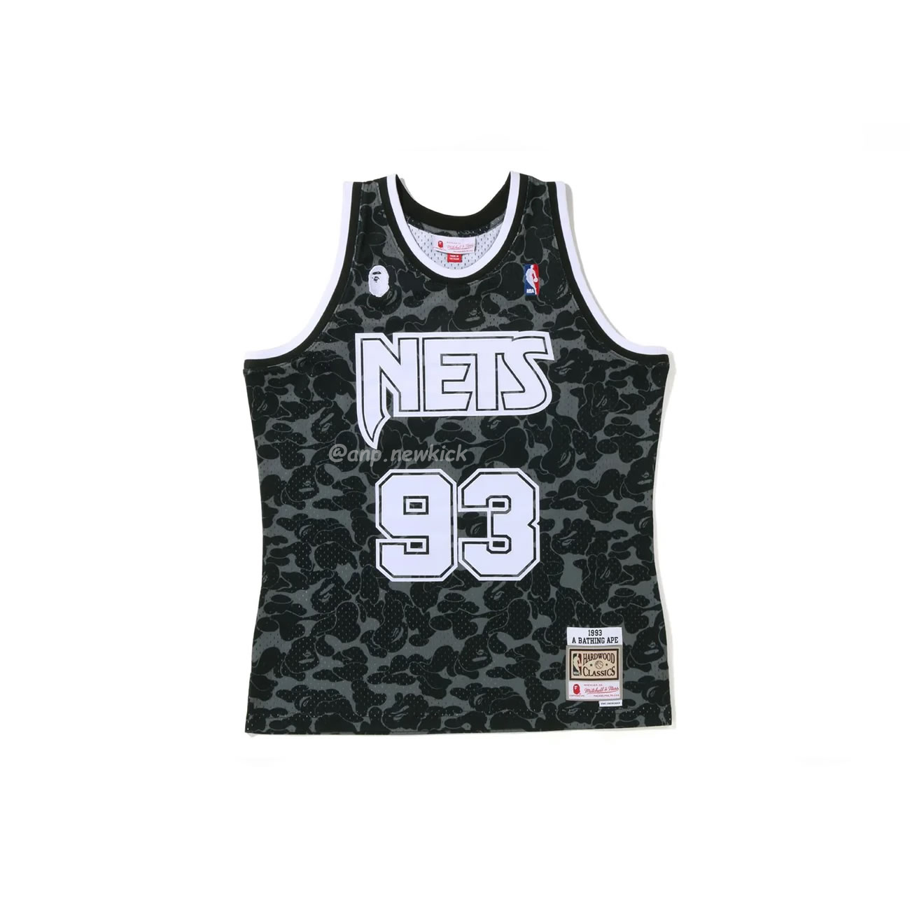 A Bathing Ape X Mitchell Ness New Jersey Nets Jersey Black Red Blue (3) - newkick.vip