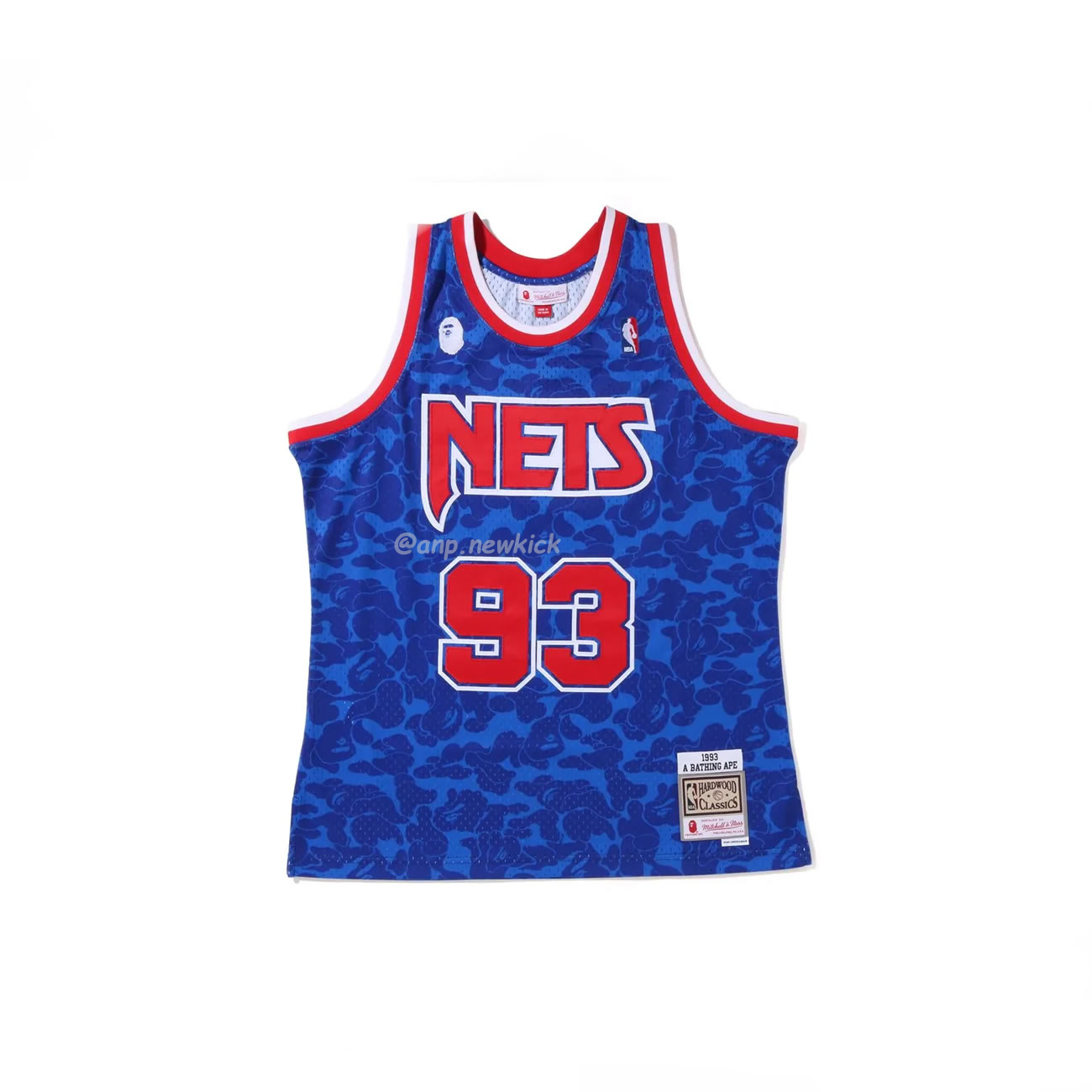 A Bathing Ape X Mitchell Ness New Jersey Nets Jersey Black Red Blue (6) - newkick.vip