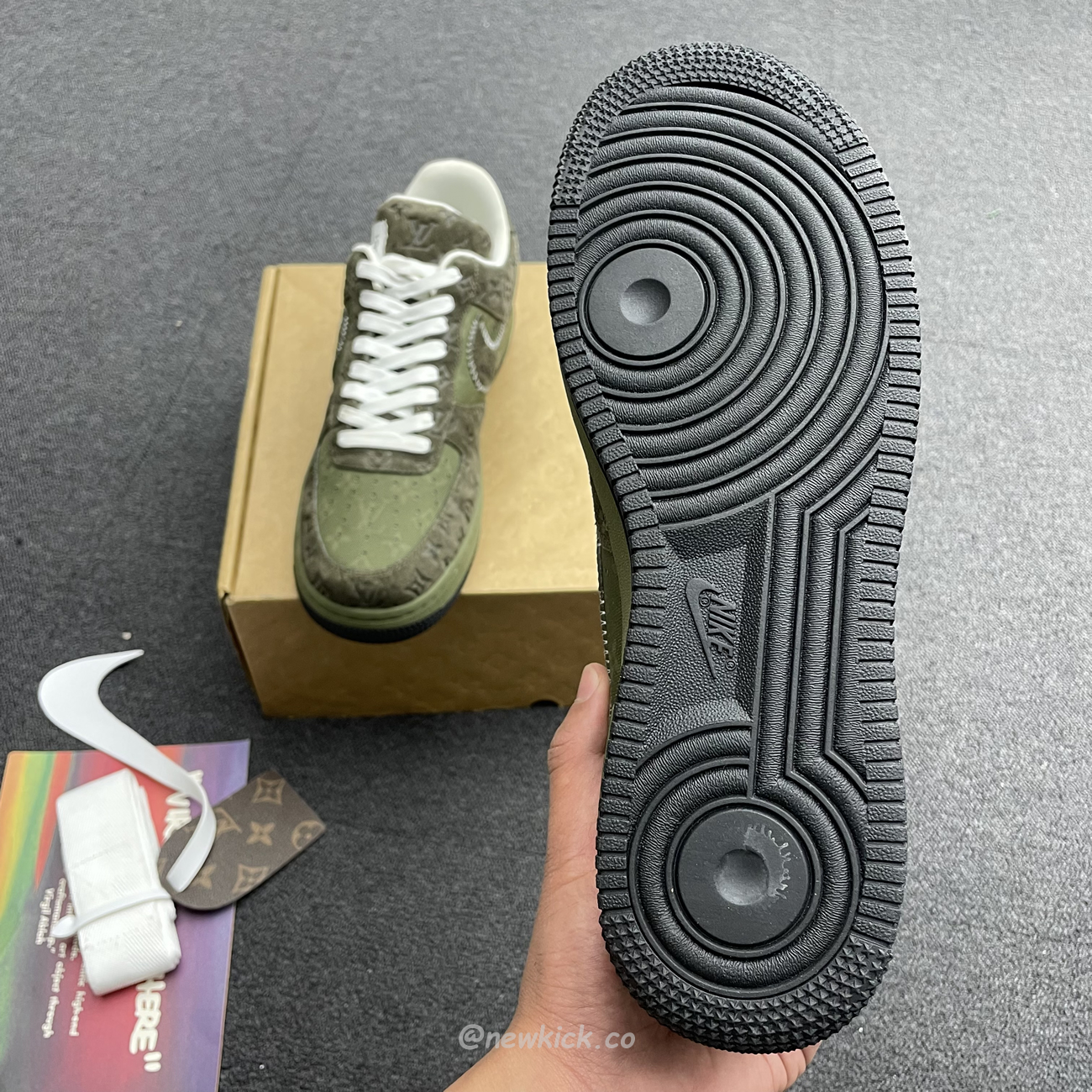 Lv X Nike Air Force 1 Low Green (2) - newkick.vip