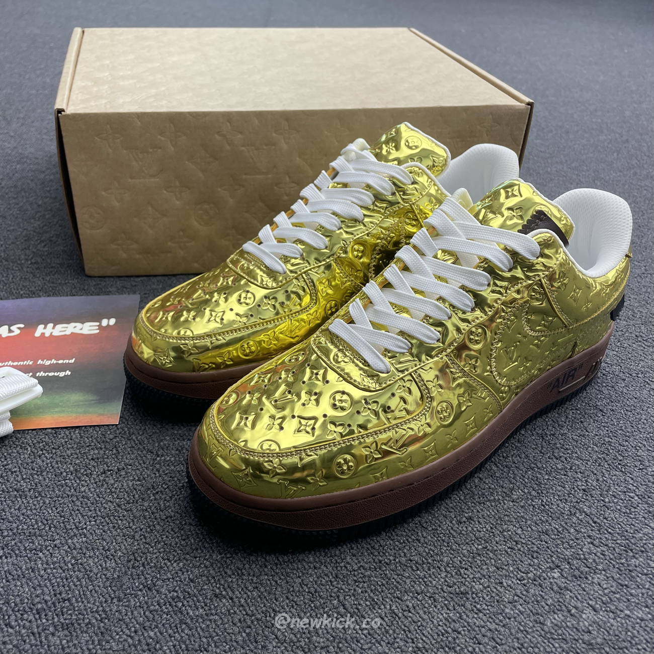 Louis Vuitton Nike Air Force 1 Low By Virgil Abloh Metallic Gold (10) - newkick.vip