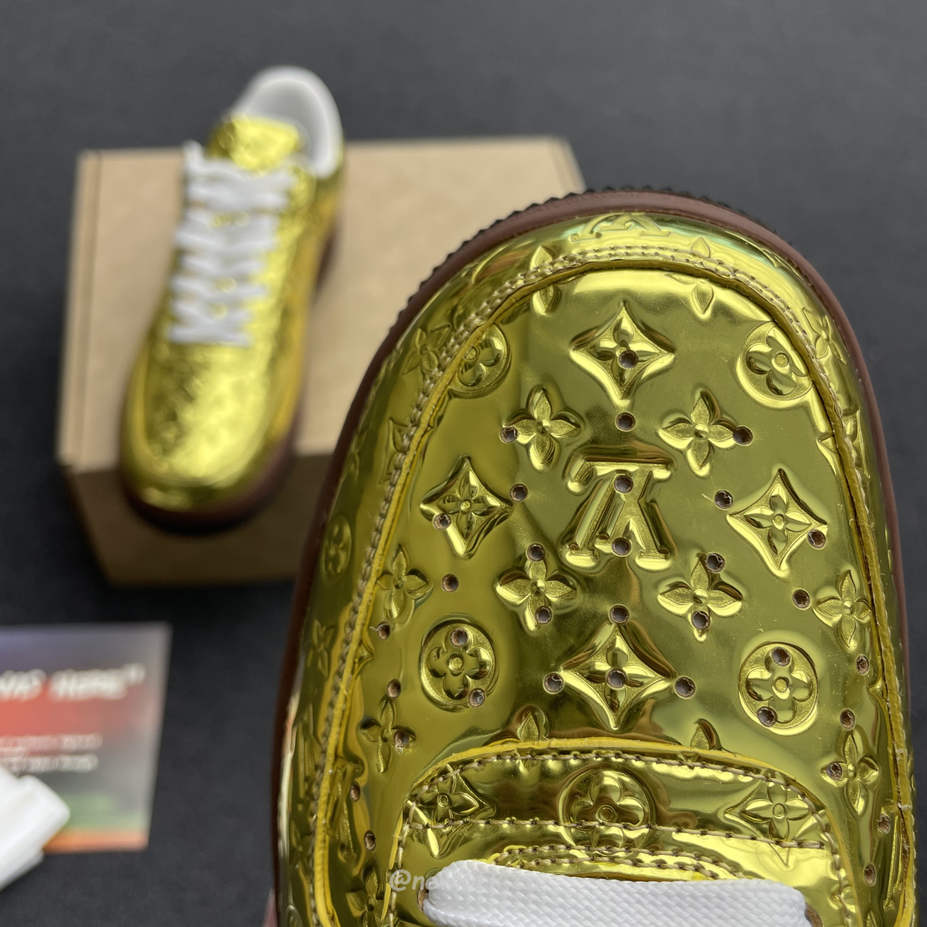 Louis Vuitton Nike Air Force 1 Low By Virgil Abloh Metallic Gold (3) - newkick.vip